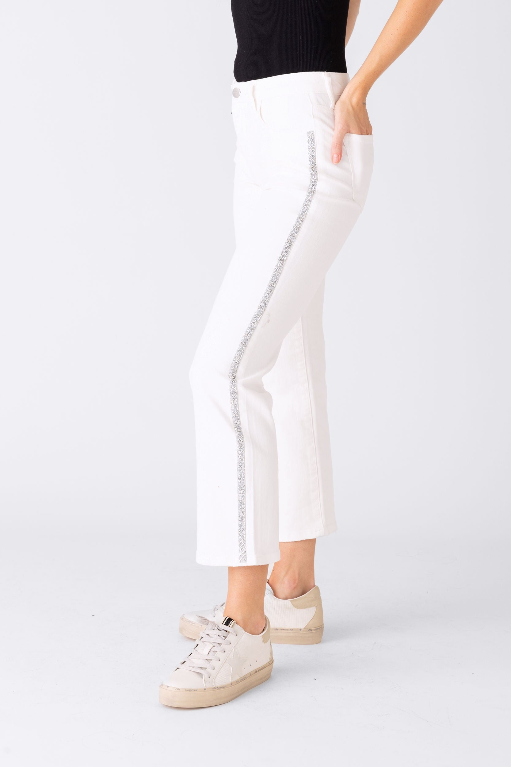 Jodi Sequin High Waisted Straight Leg Jeans - fab'rik