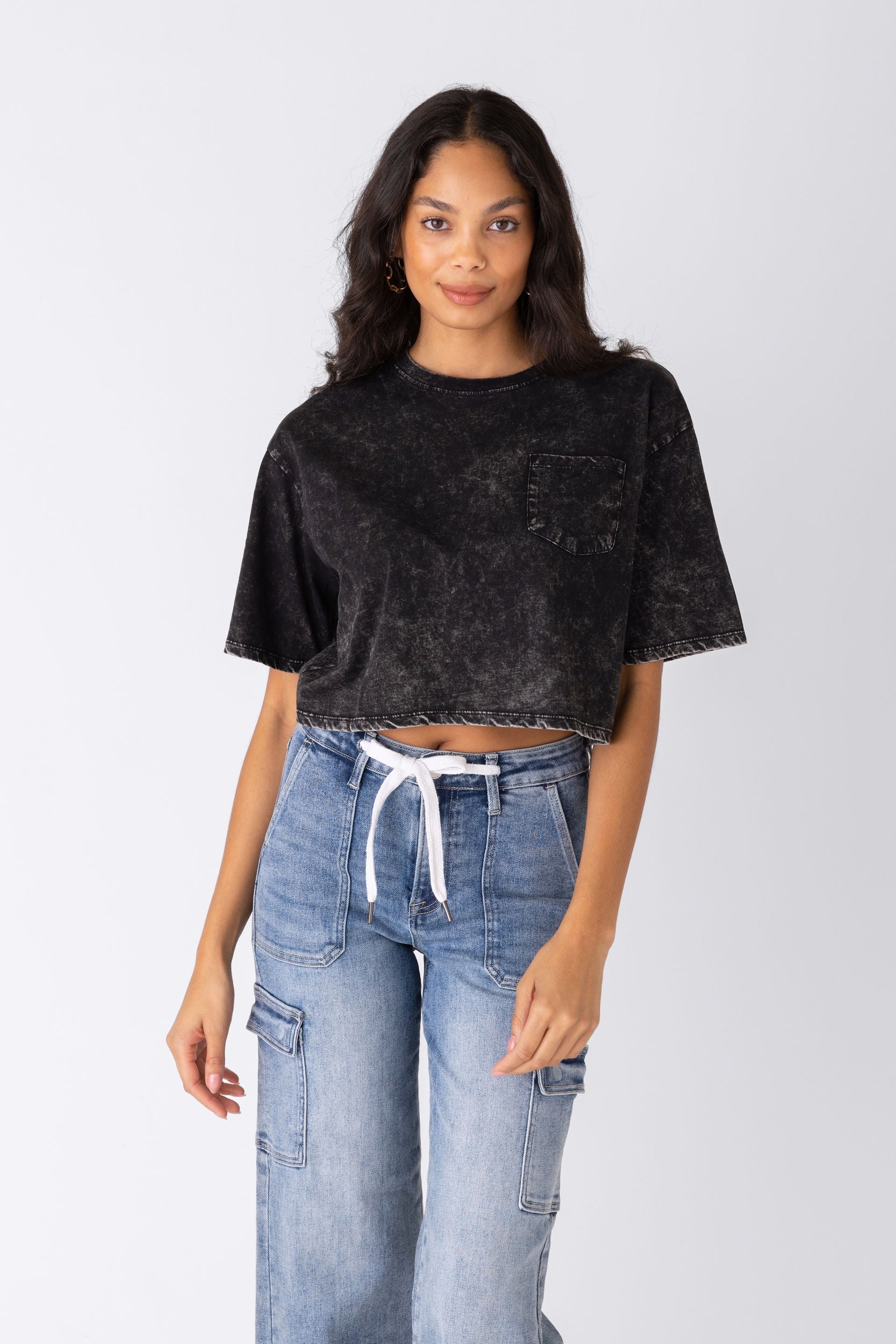 Elliot Acid Washed Cropped Tee - fab'rik