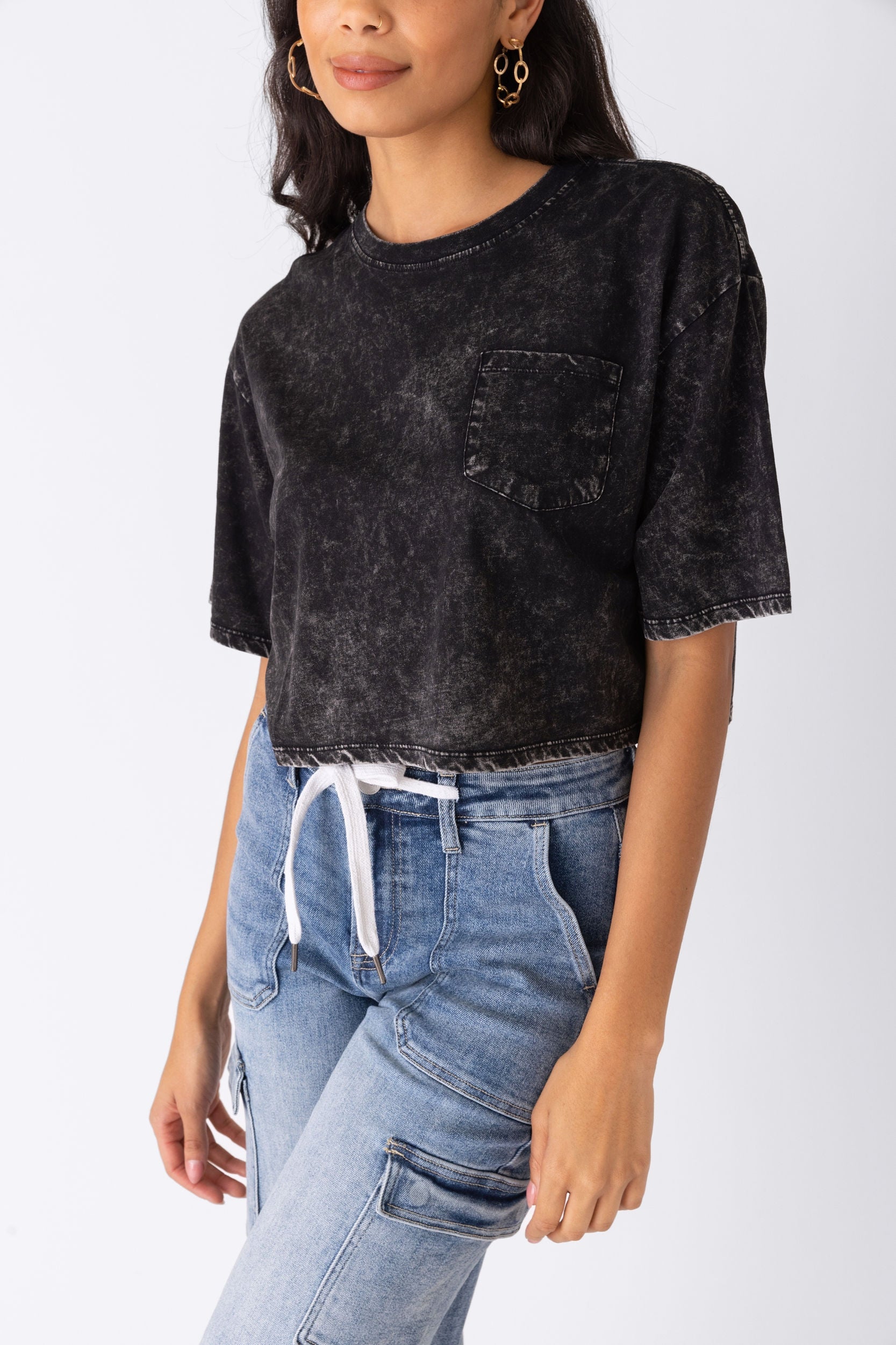 Elliot Acid Washed Cropped Tee - fab'rik