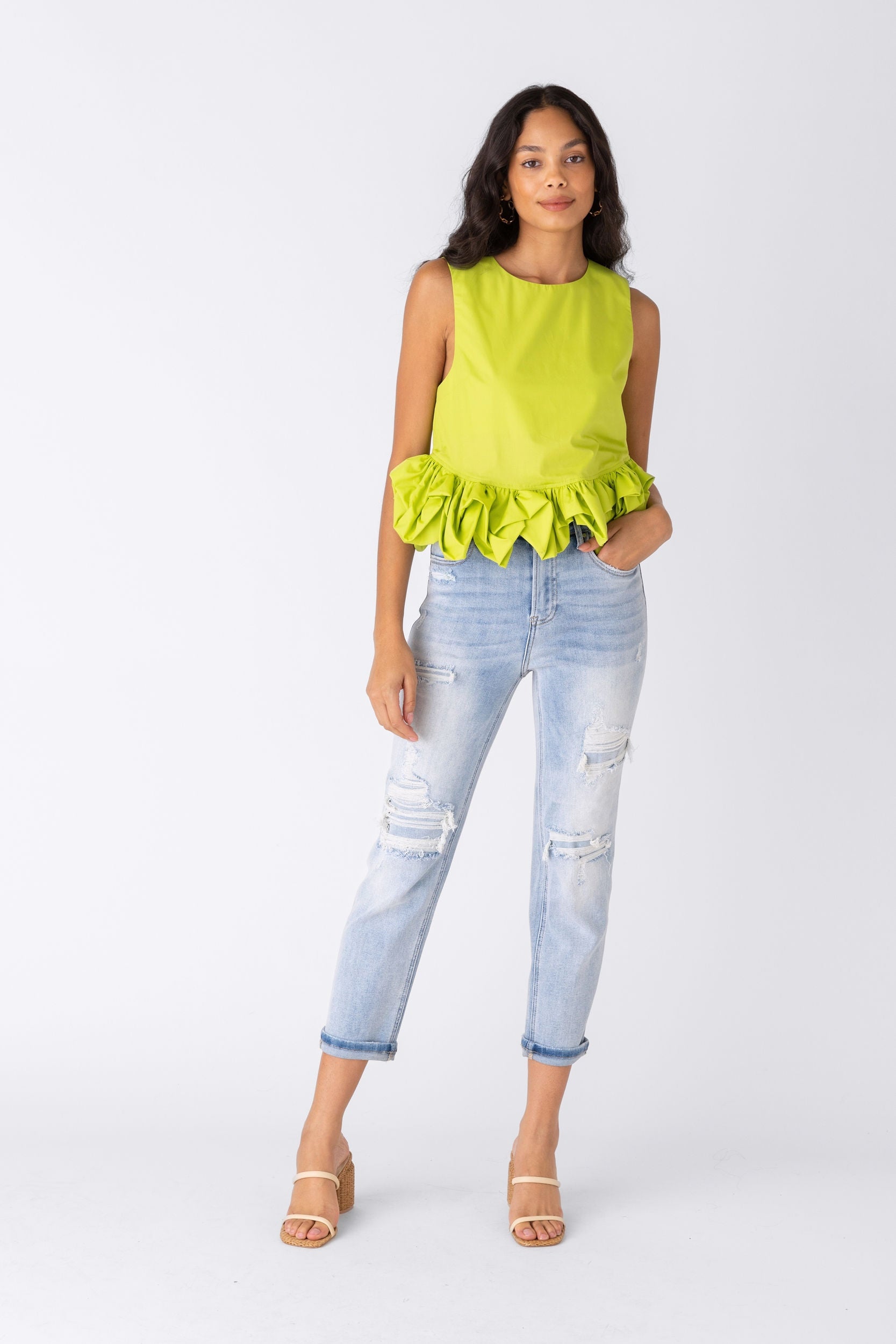 Brooklyn High Rise Distressed Straight Leg Jeans - fab'rik