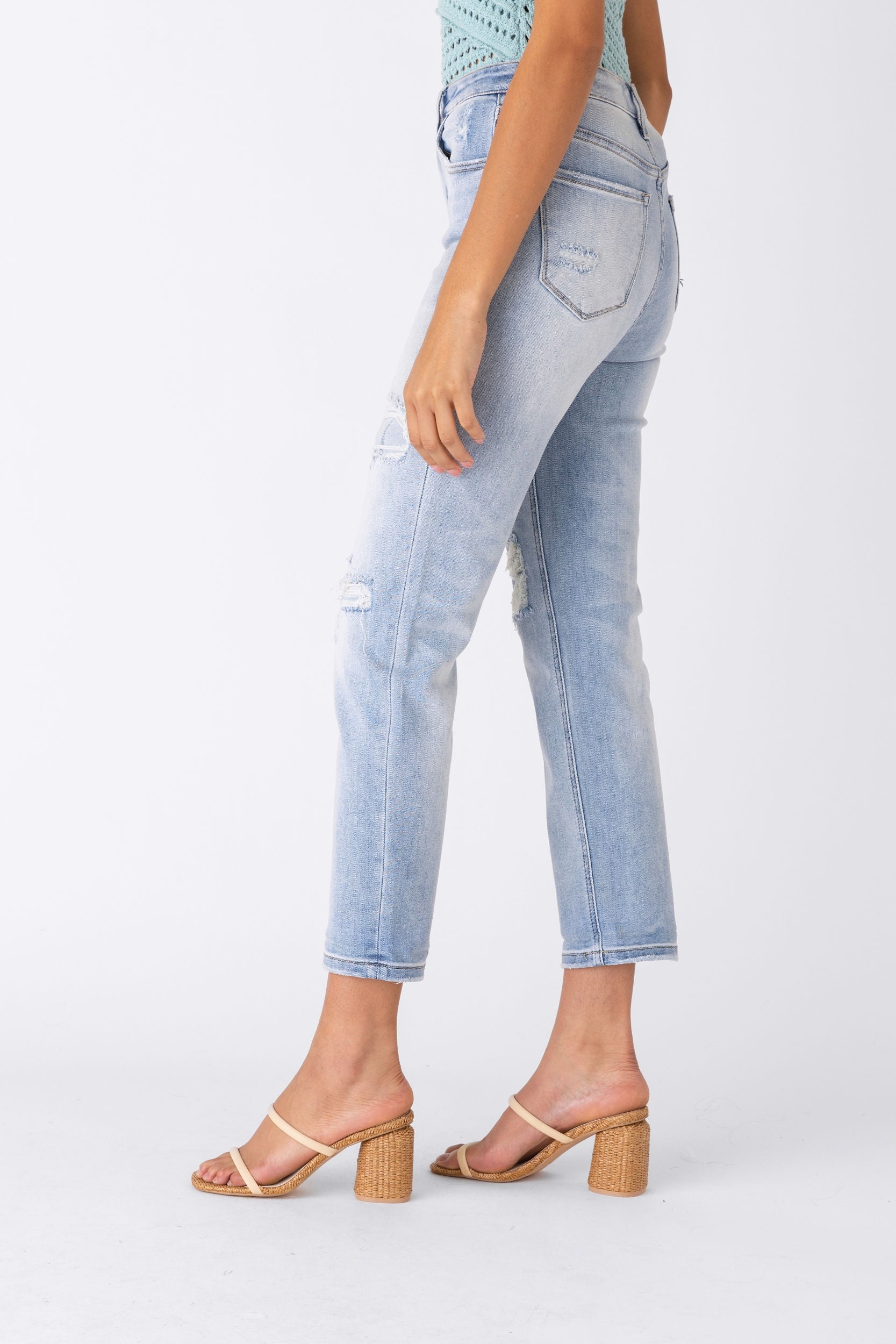 Brooklyn High Rise Distressed Straight Leg Jeans - fab'rik
