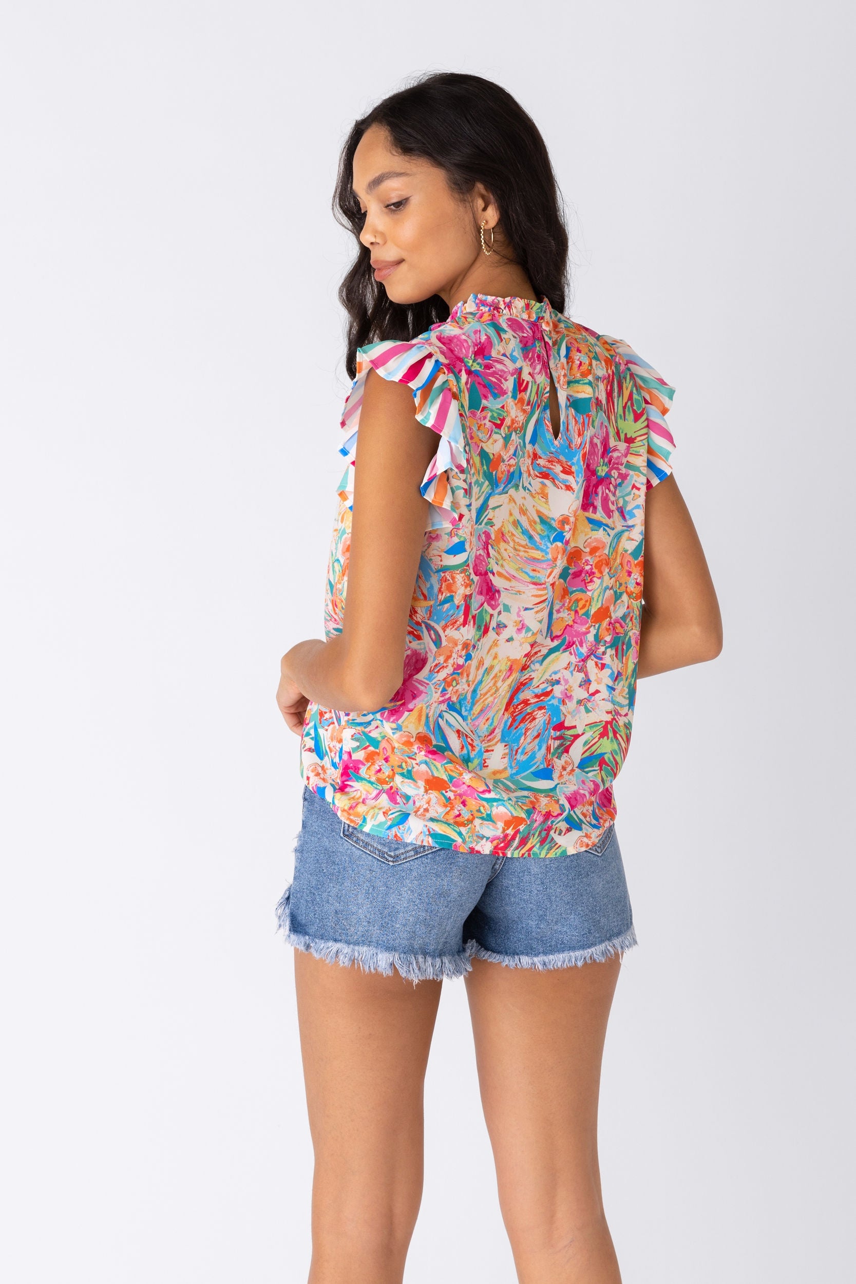 Delores Ruffle Sleeve Floral Blouse - fab'rik