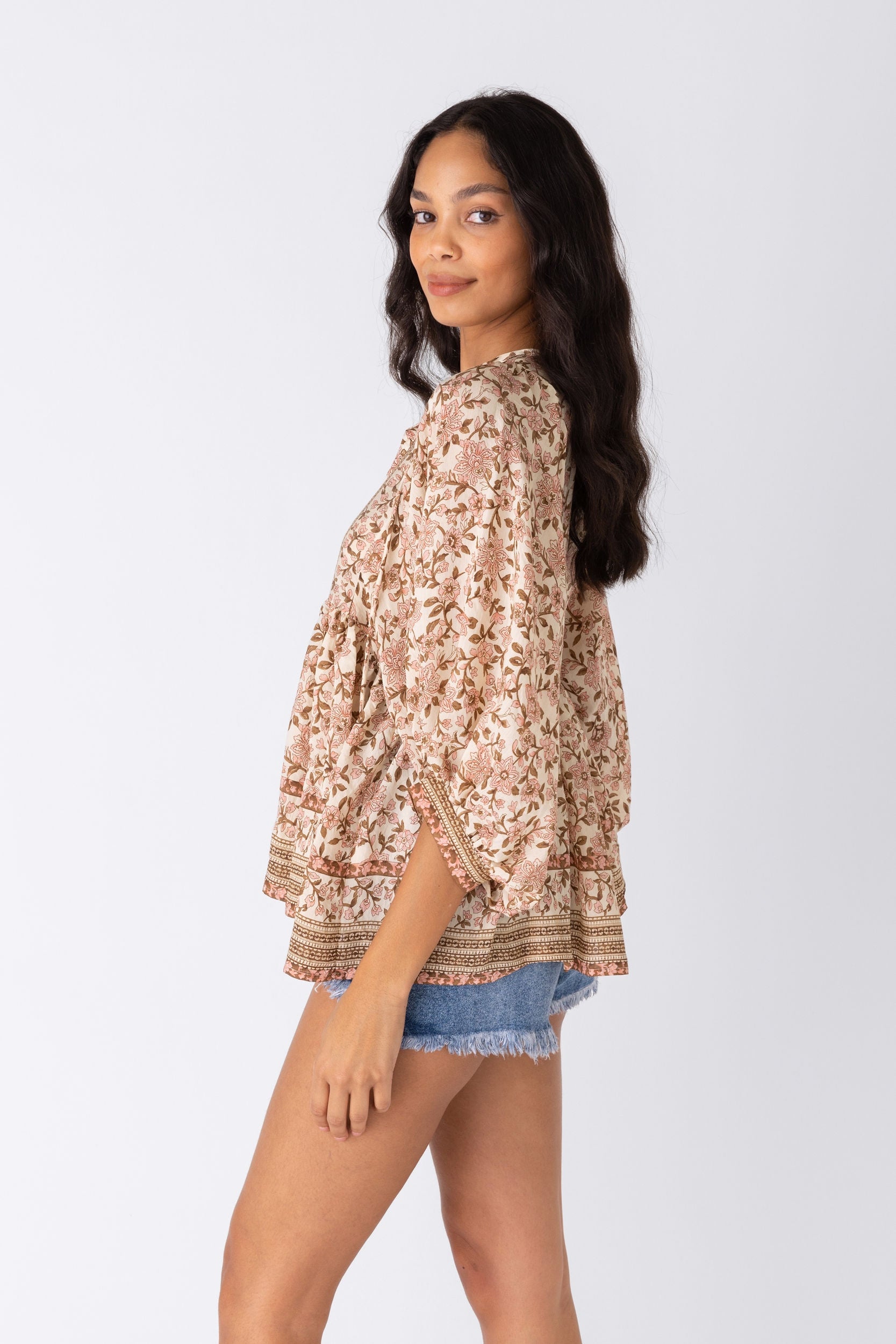 Mila Floral Tie Front Blouse - fab'rik