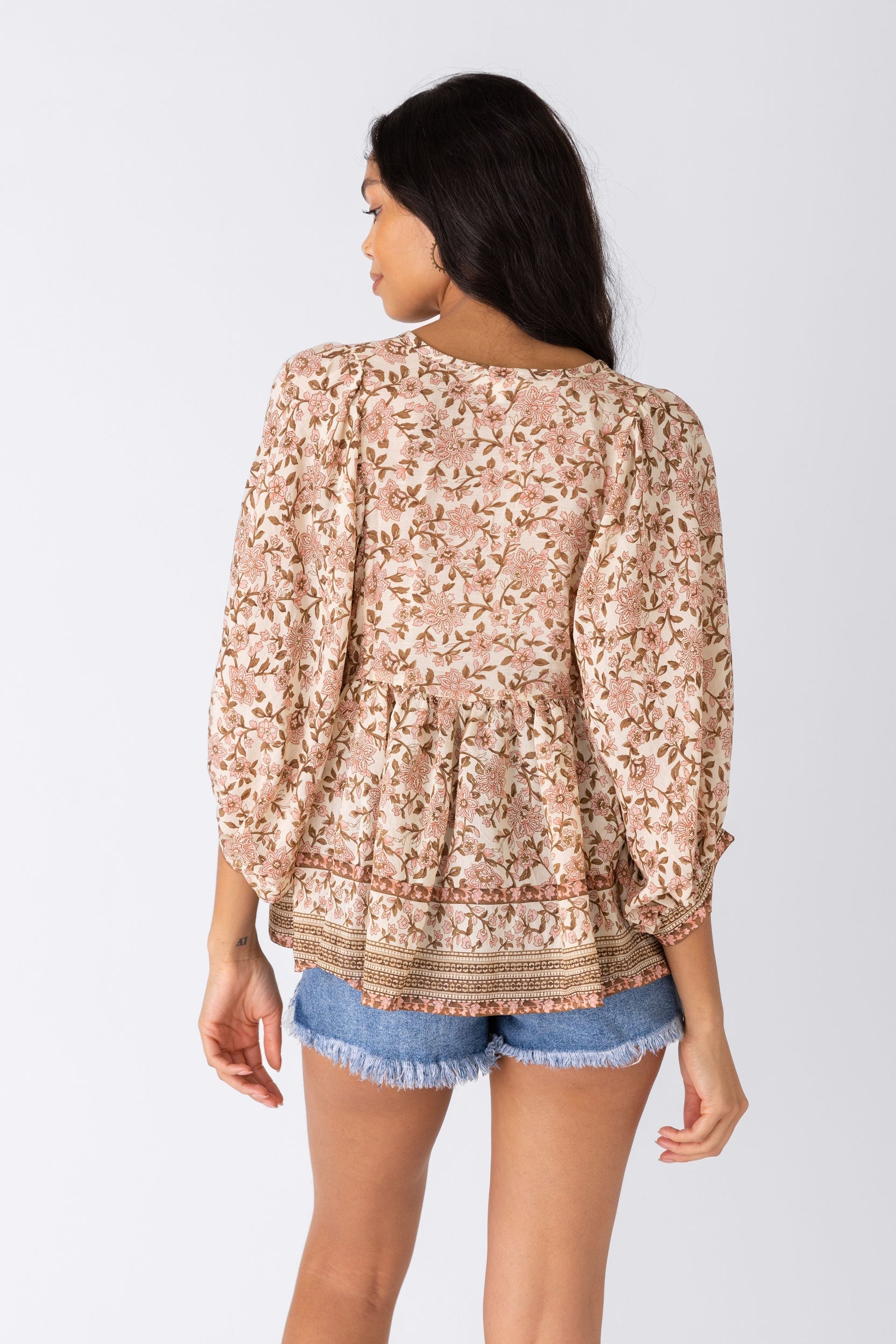 Mila Floral Tie Front Blouse - fab'rik