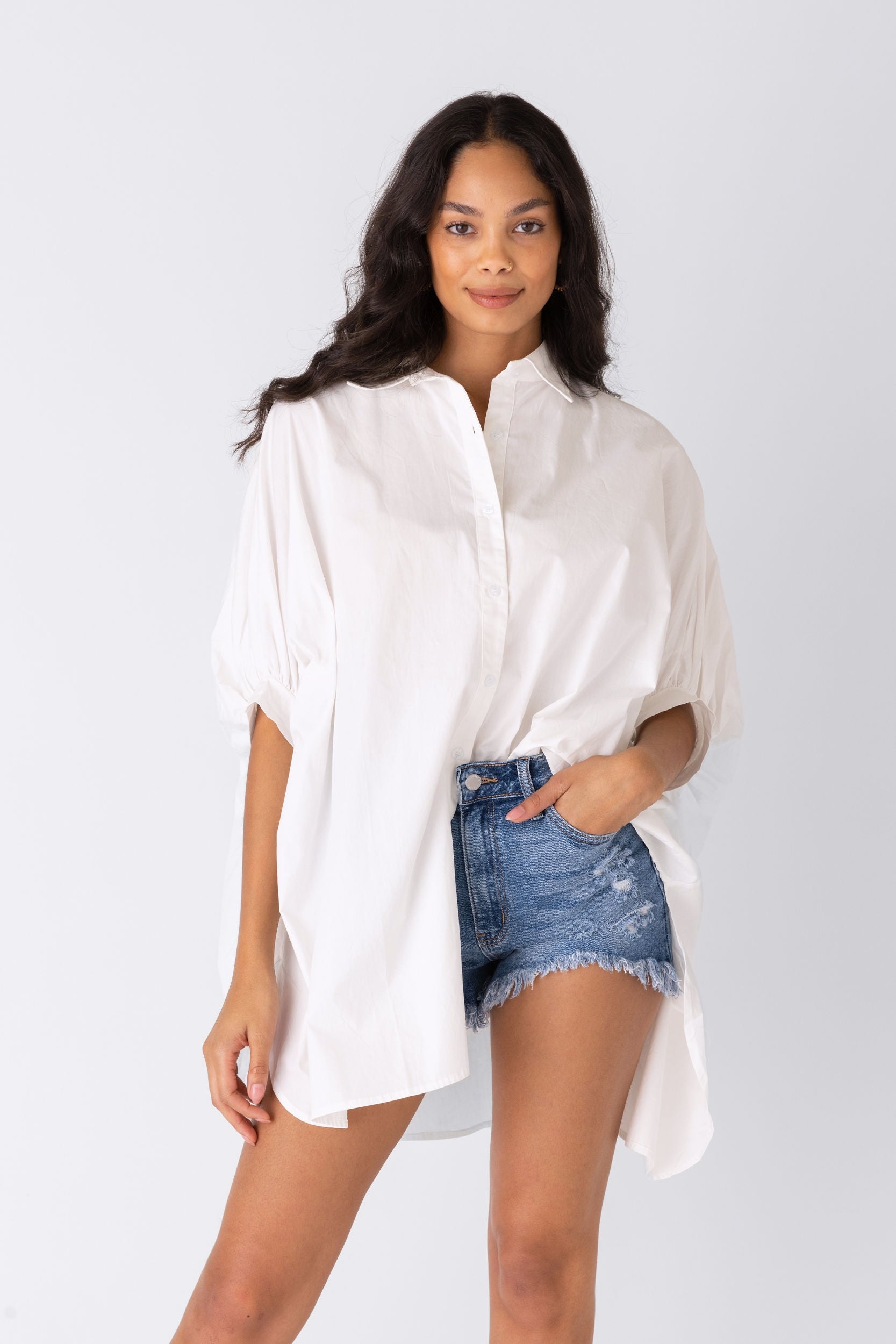 Lucille Oversized Button Down Top - fab'rik