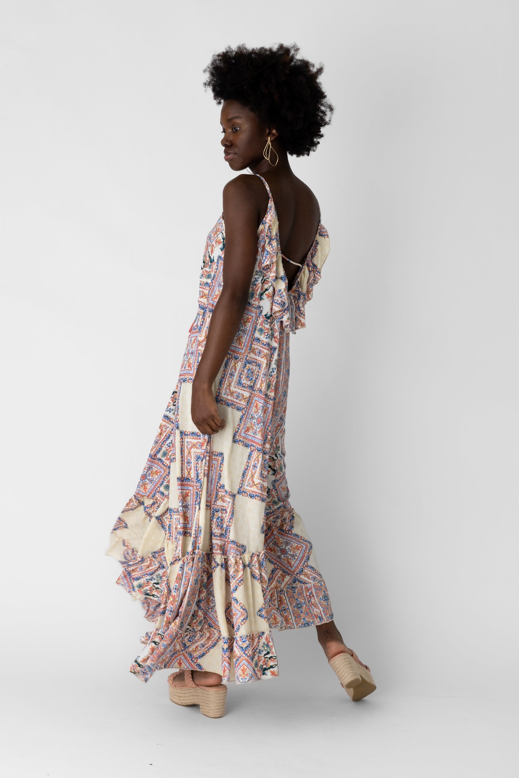 Cecily V Neck Printed Maxi Dress - fab'rik