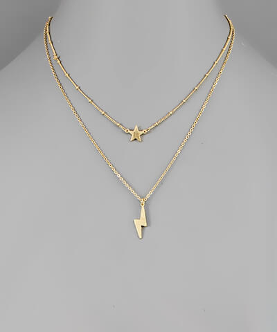 Trista Star and Lightning Bolt Layered Necklace - fab'rik