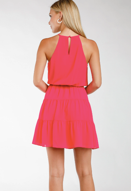 SALE - Emily High Neck Tiered Mini Dress - fab'rik