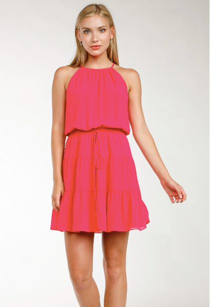 SALE - Emily High Neck Tiered Mini Dress - fab'rik