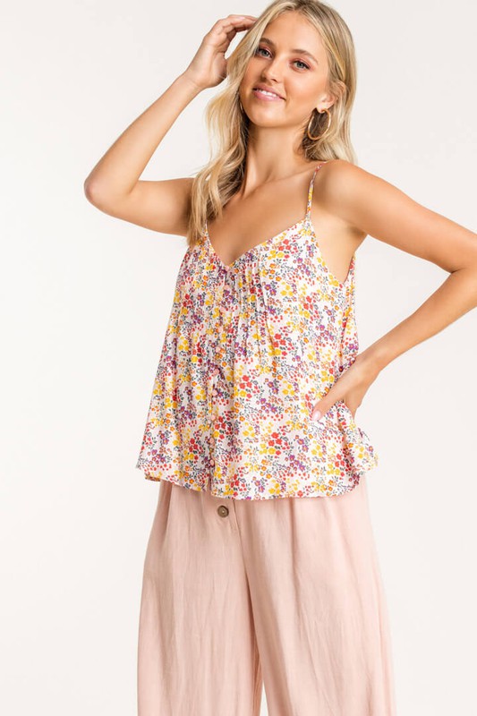 SALE - Beverly Pleated Detail Floral Tank - fab'rik