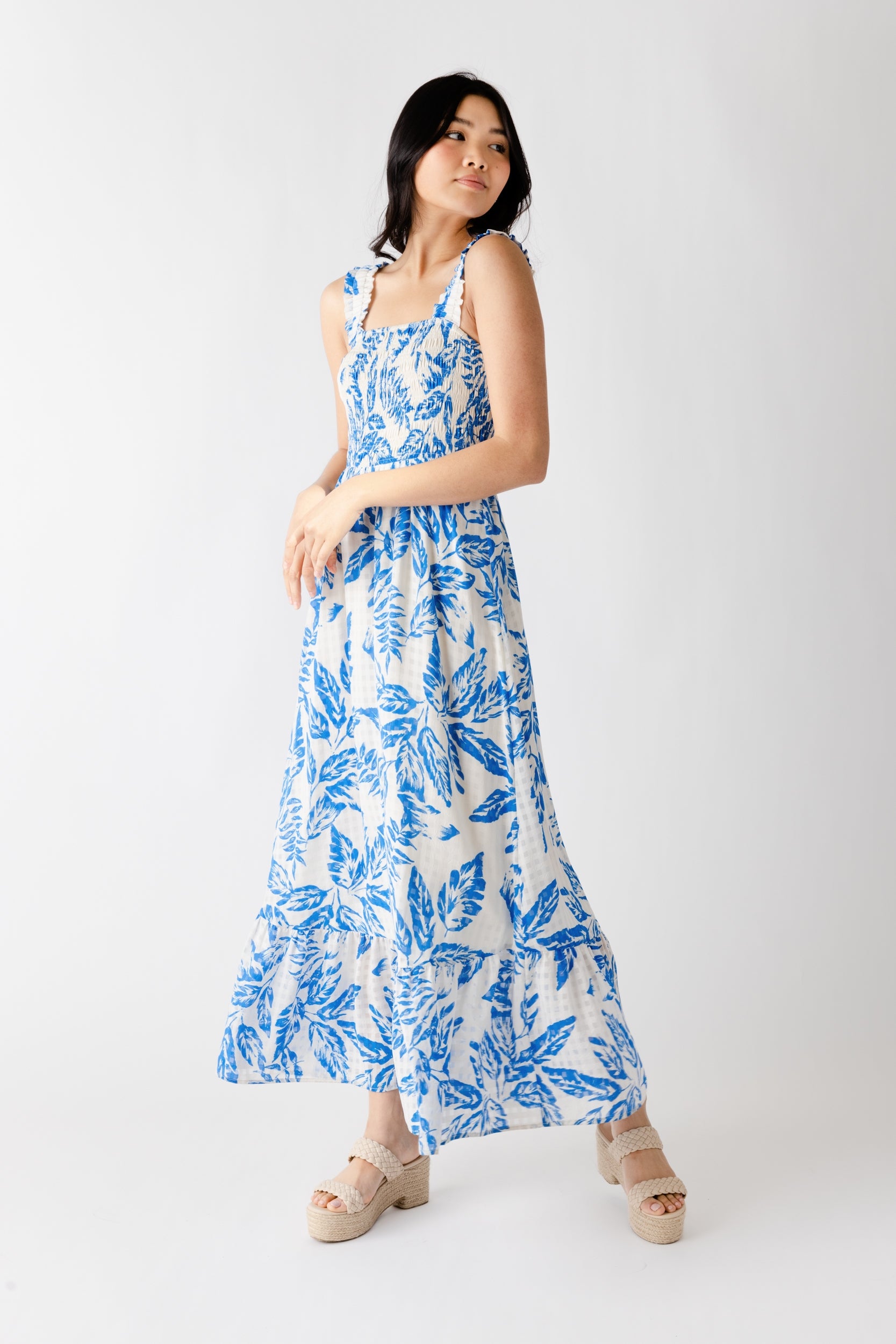 Brooks Textured Leaf Maxi Dress - fab'rik