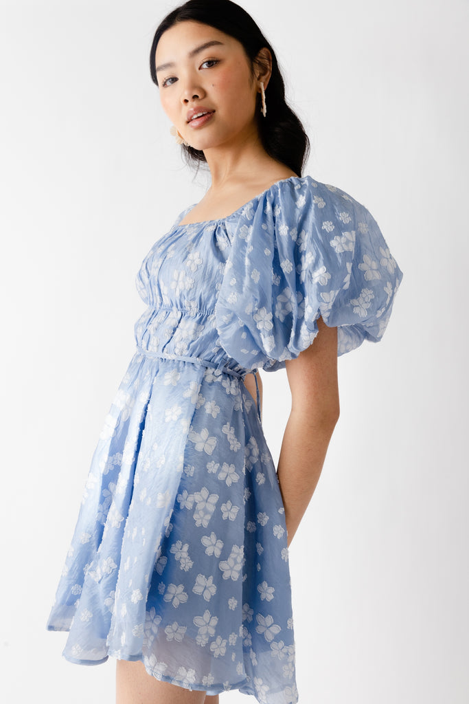 Tatum Bubble Sleeve Floral Mini Dress - fab'rik