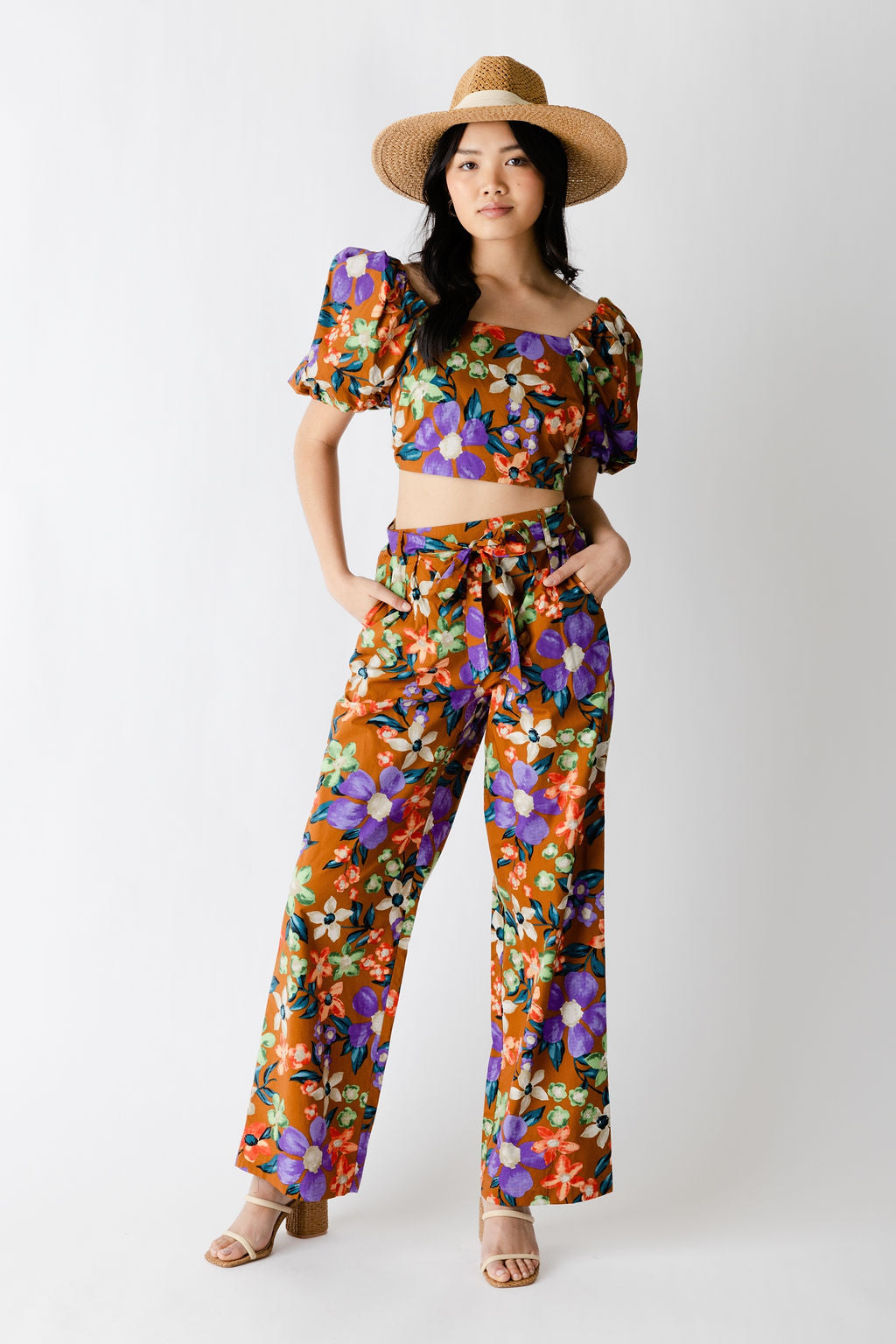 Blakely Floral Pull On Flare Pants - fab'rik