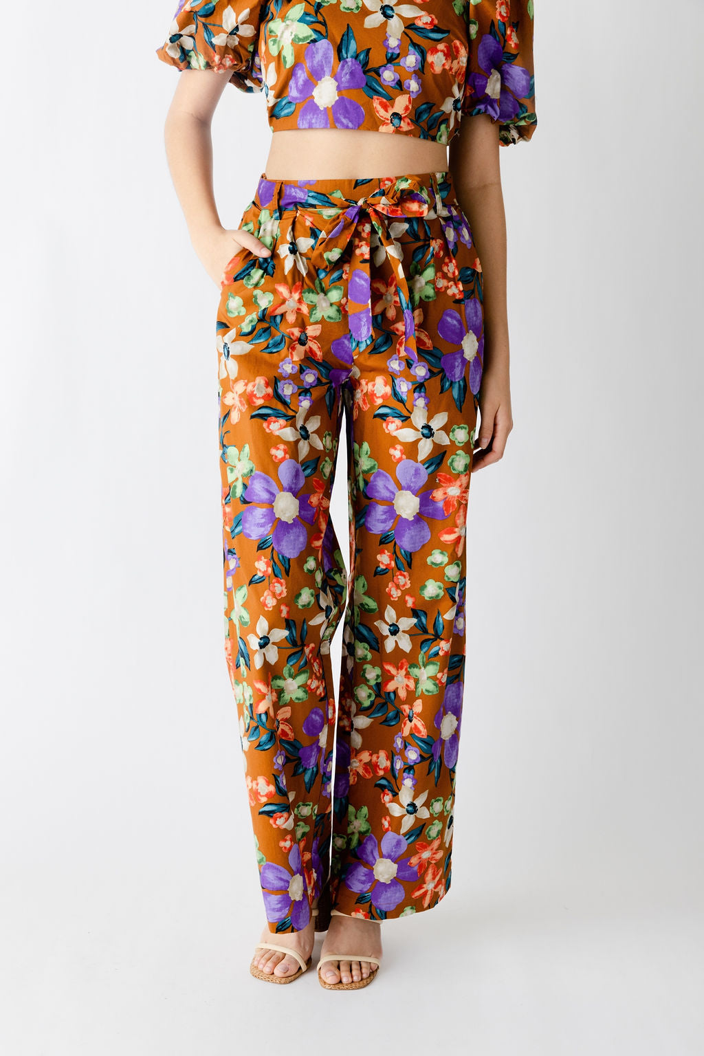 Blakely Floral Pull On Flare Pants - fab'rik