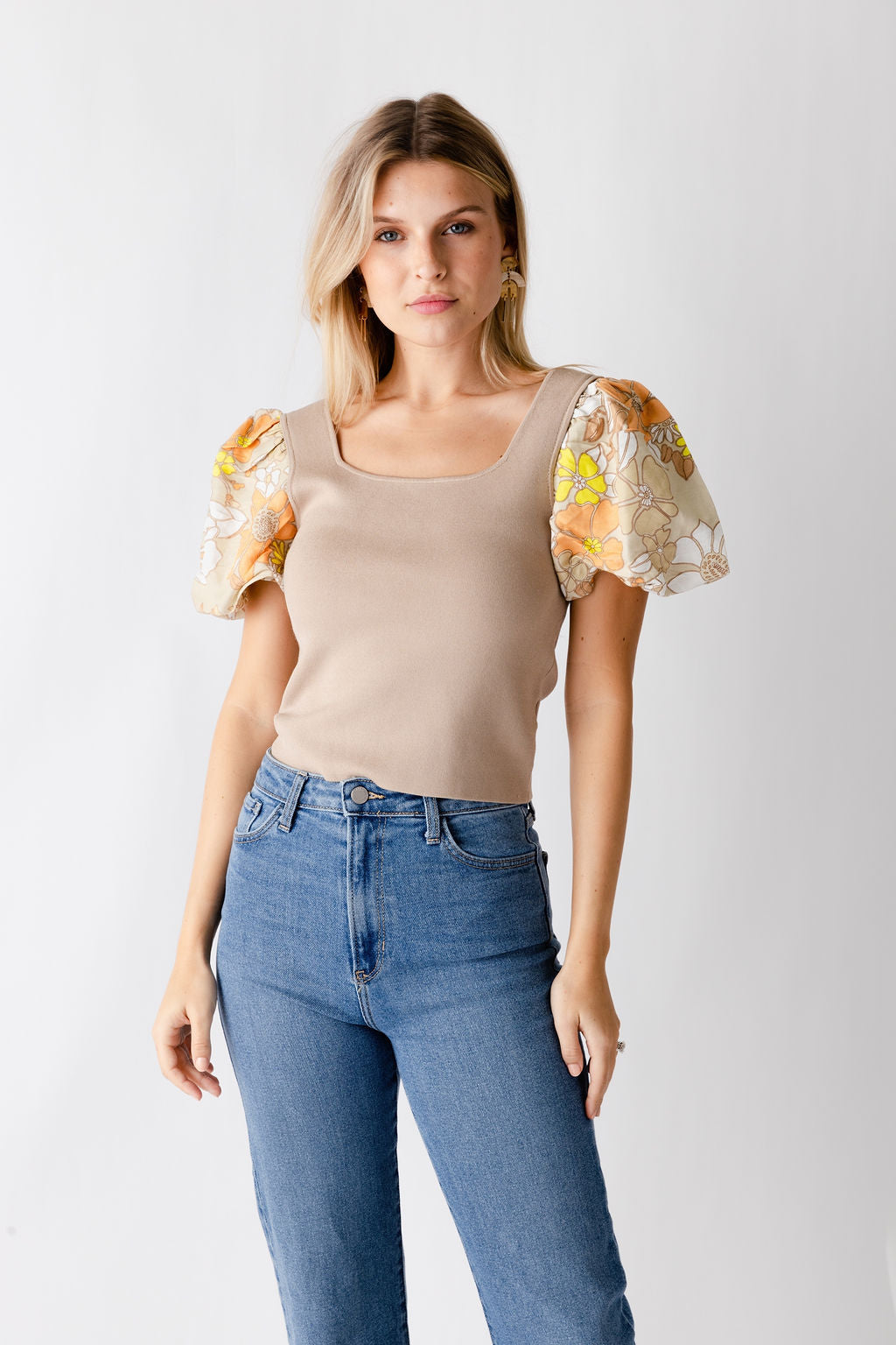 Nova Mixed Knit Woven Top - fab'rik