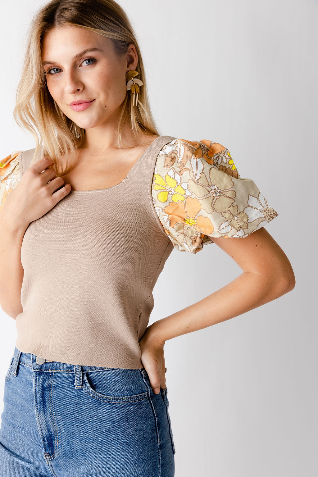 Nova Mixed Knit Woven Top - fab'rik