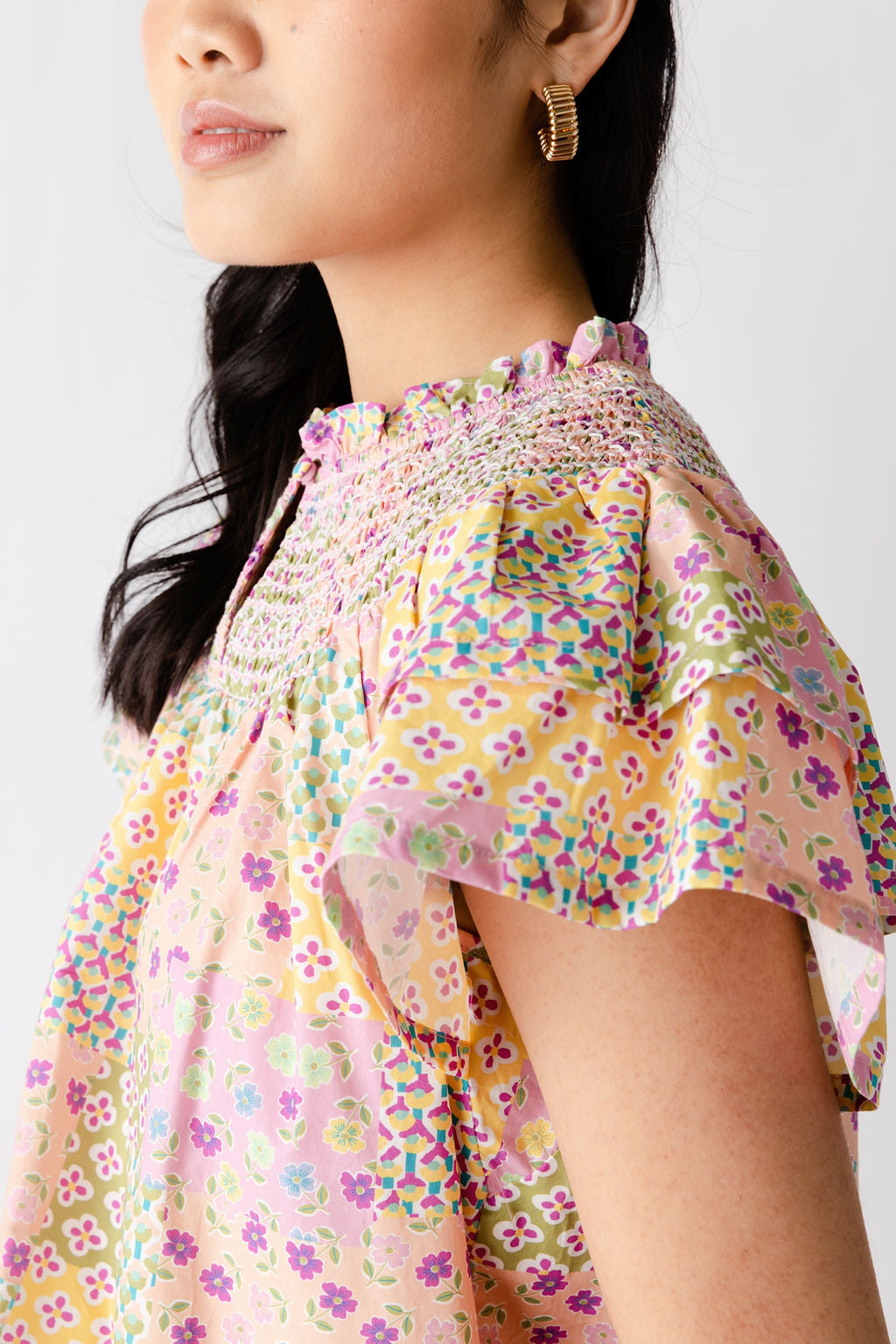 Laurel Flutter Sleeve Smocked Woven Top - fab'rik
