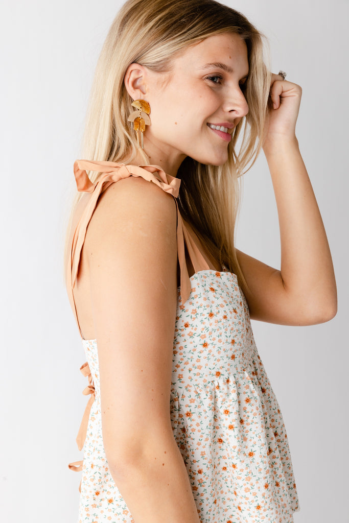 Gwen Tie Strap Floral Top - fab'rik