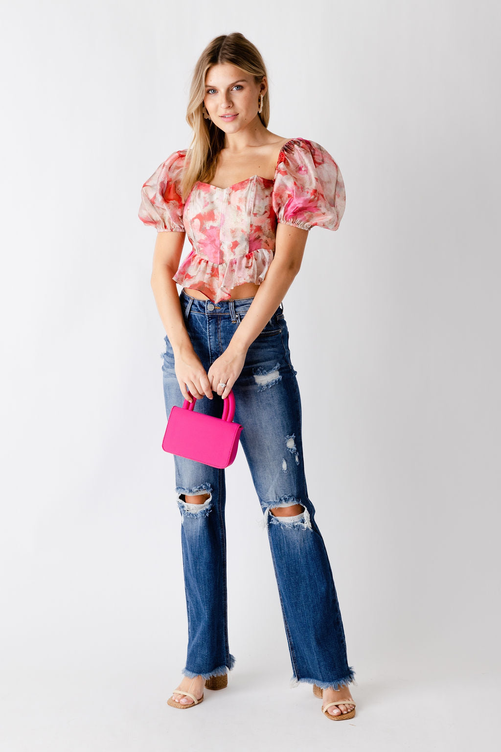 Nova High Rise Crop Flare Raw Hem Jeans - fab'rik