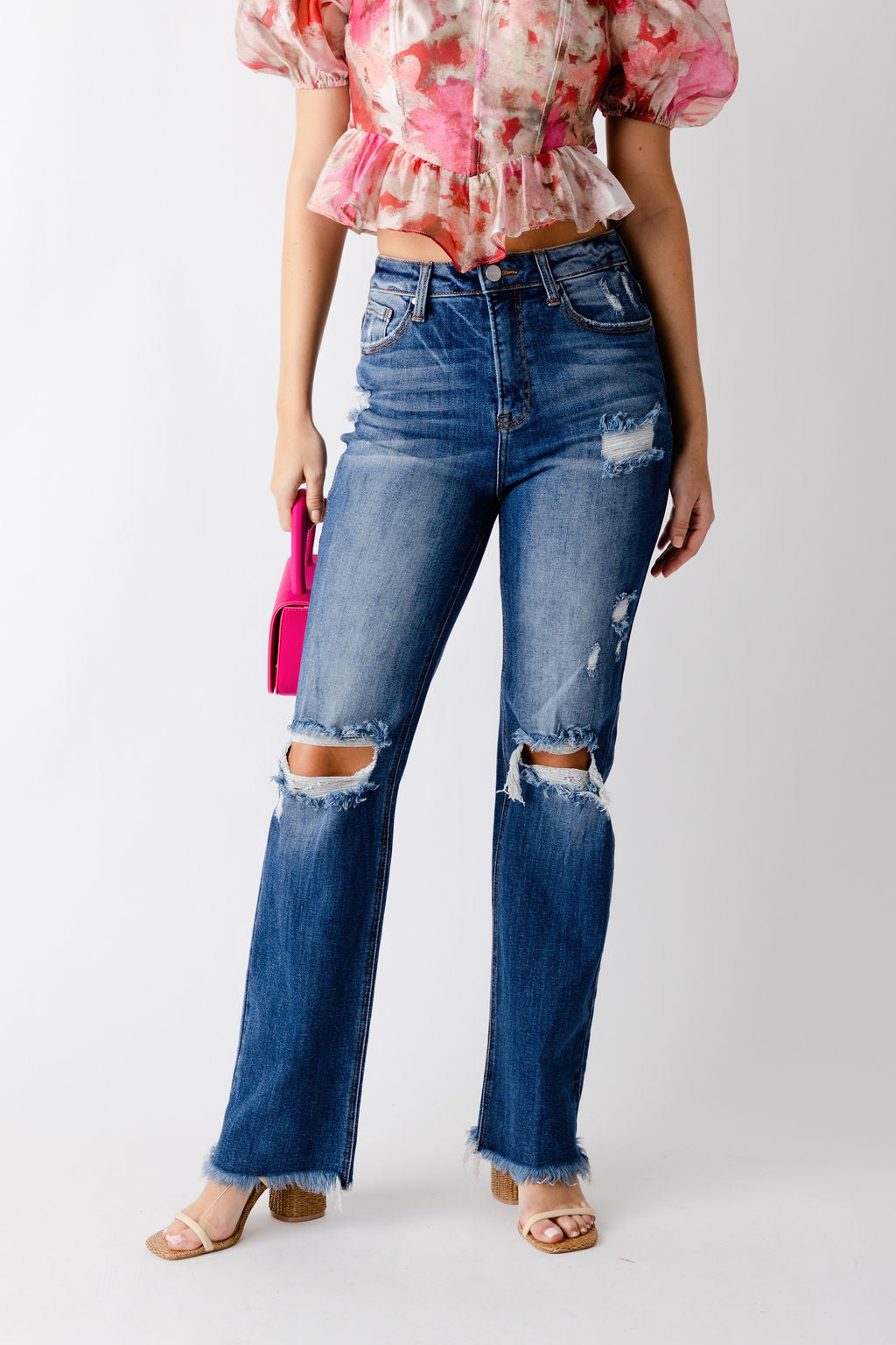 Nova High Rise Crop Flare Raw Hem Jeans - fab'rik