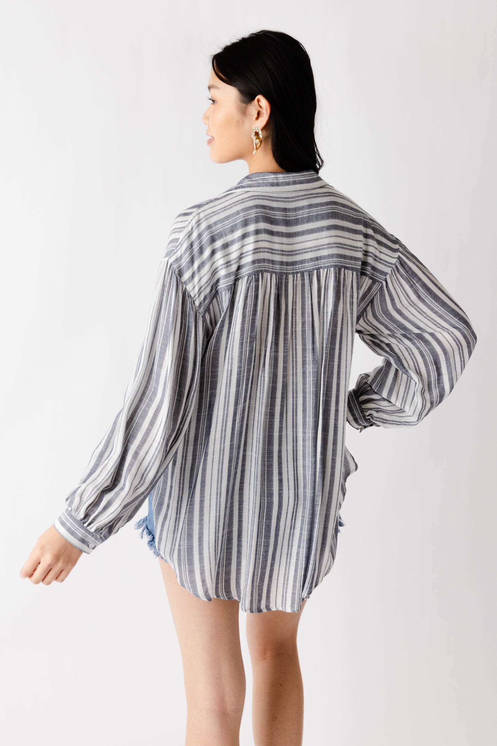 Sallie Striped Button Front Blouse - fab'rik