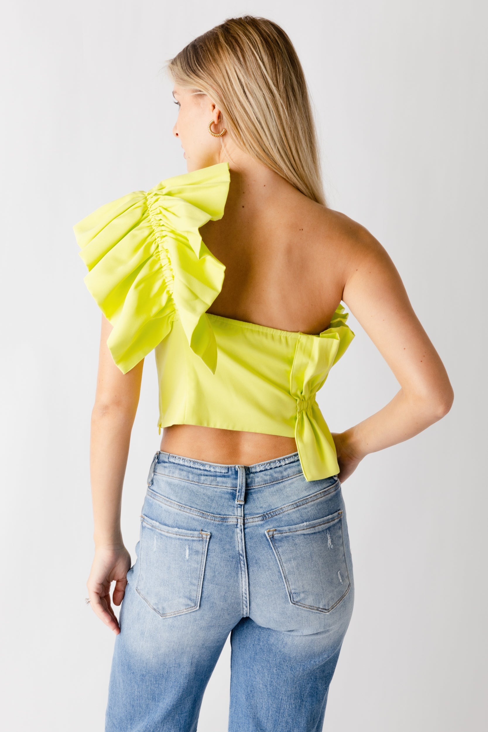 Leena Ruffle Detail One Shoulder Top - fab'rik