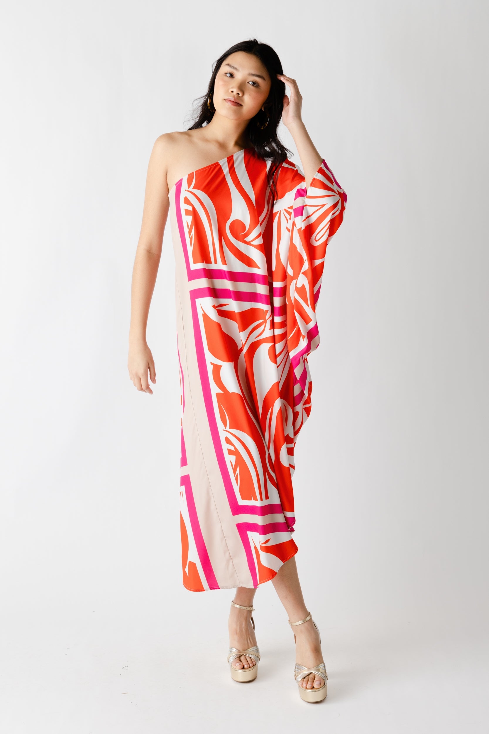 Doris One Shoulder Printed Dress - fab'rik