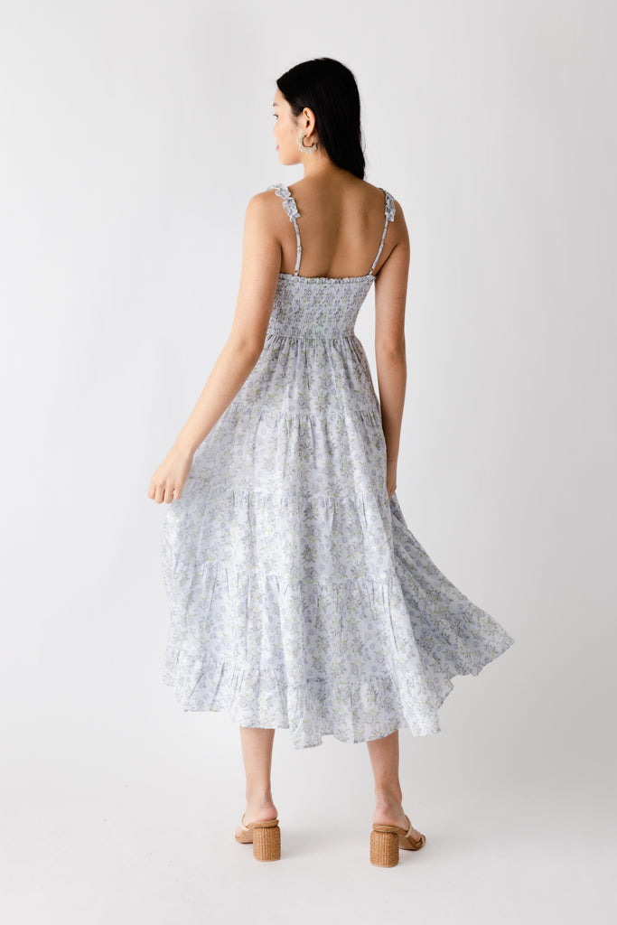Sylvia Smocked Floral Midi Dress - fab'rik