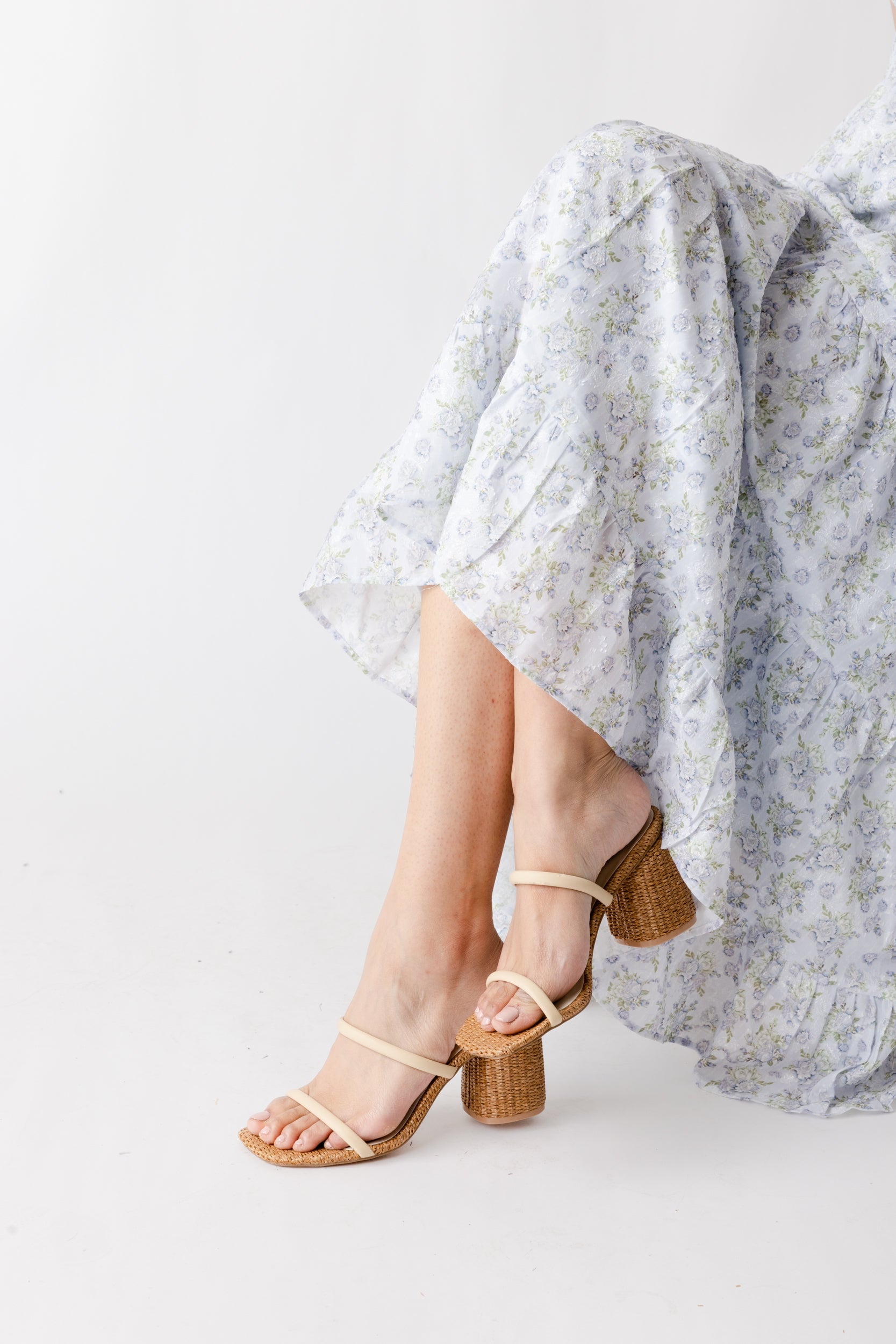 Ryan Two Strap Rattan Block Heel - fab'rik