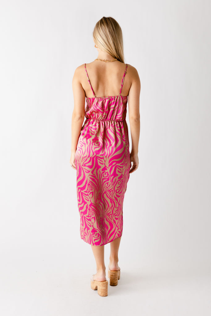 Pippa Zebra Print Wrap Midi Dress - fab'rik