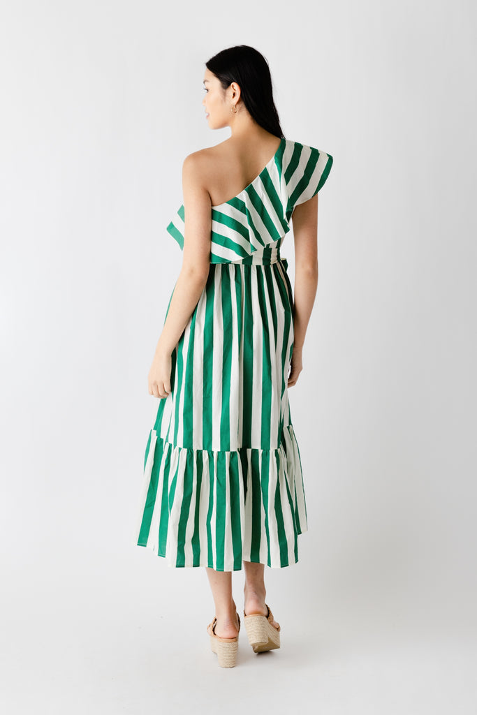 Shaya Striped One Shoulder Maxi Dress - fab'rik