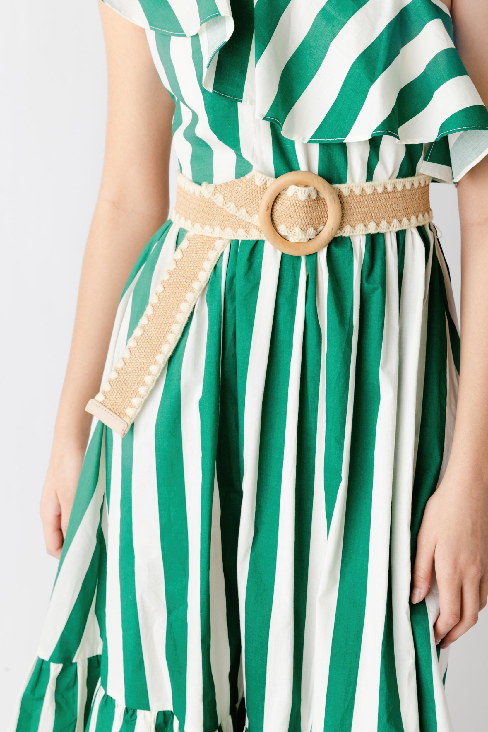 Cassie Embroidered Raffia Belt - fab'rik