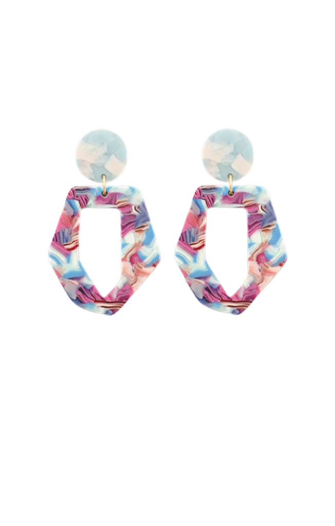 Elowyn Colorful Hexagon Earrings - fab'rik