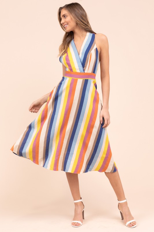 SALE - Yvette Stripe Midi Dress - fab'rik