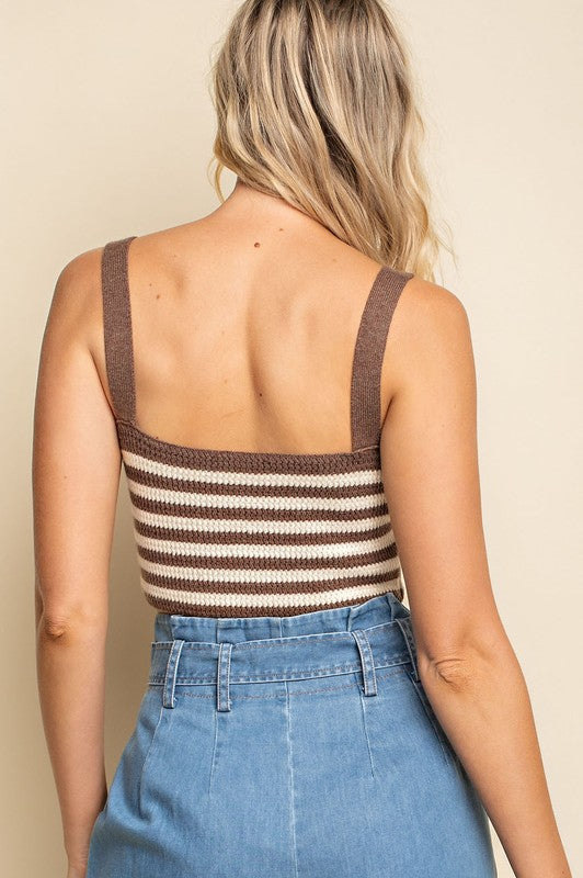Senn Stripe Crop Knit Top - fab'rik