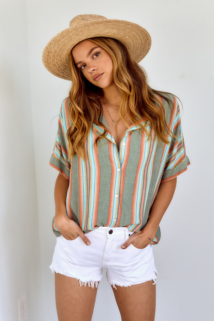 SALE - Blakely Striped Button Down Shirt - fab'rik