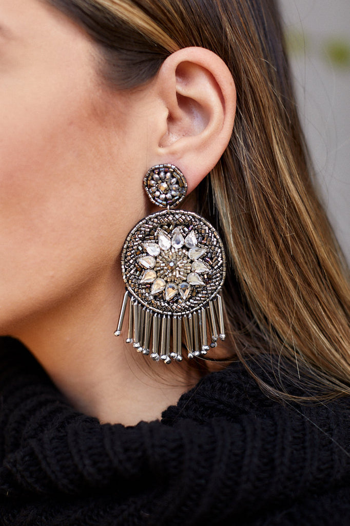 Elena Jeweled Disk Earrings - fab'rik