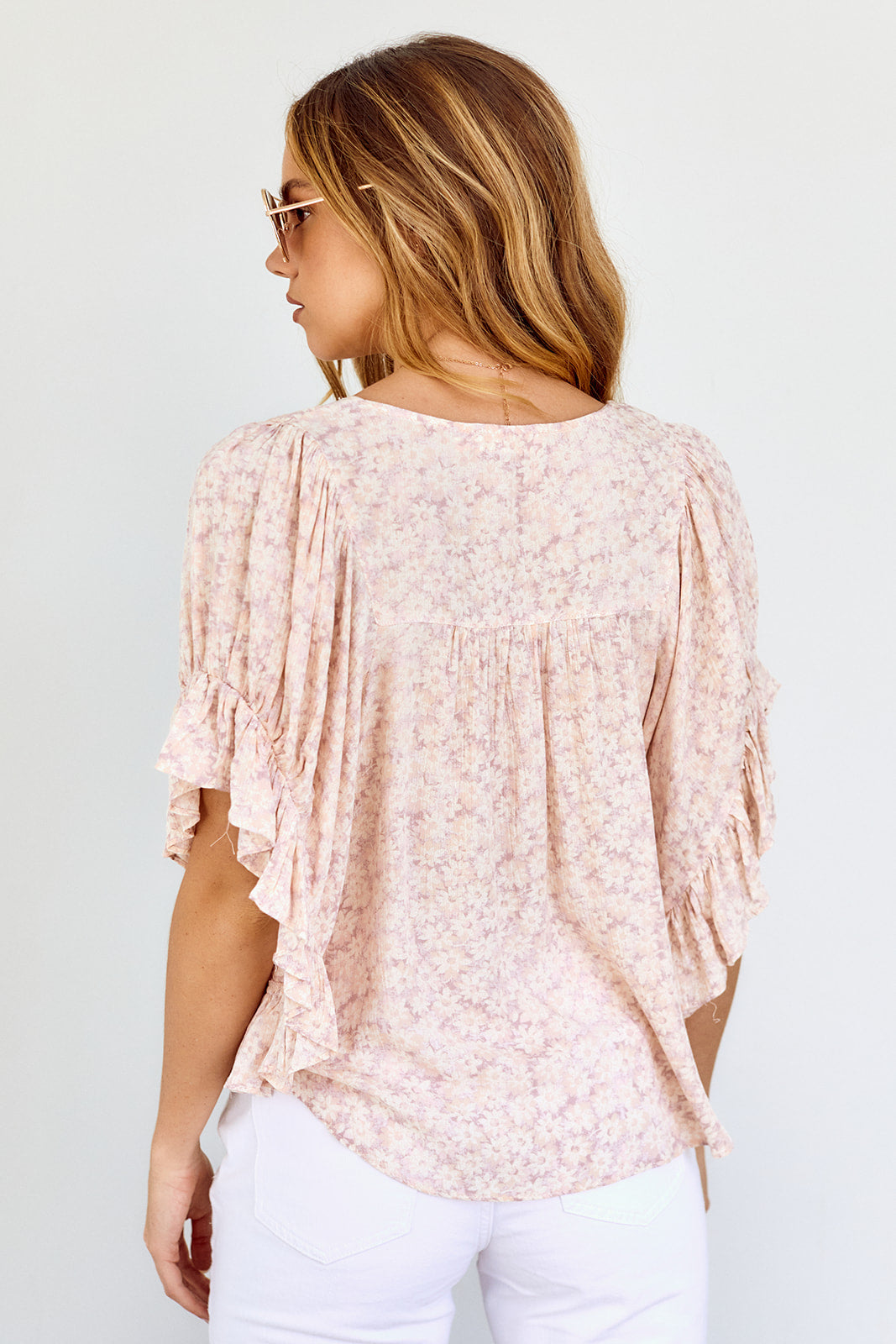 SALE - Emmaline Printed Ruffle Sleeve Blouse - fab'rik