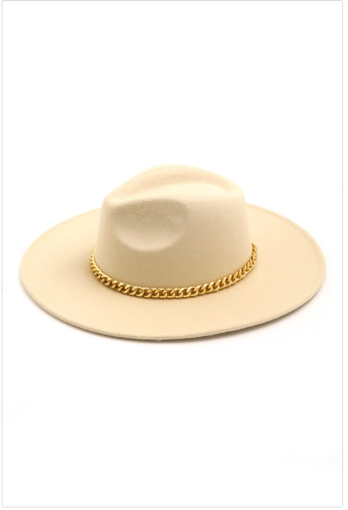 Gwen Chain Detail Wide Brim Hat - fab'rik