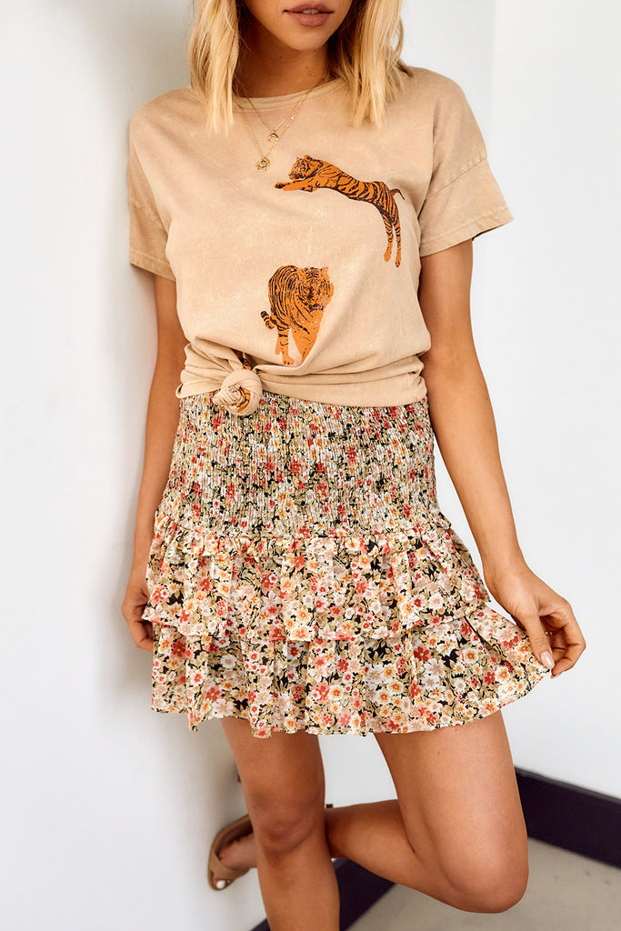 Lizzy Floral Smocked Mini Skirt - fab'rik