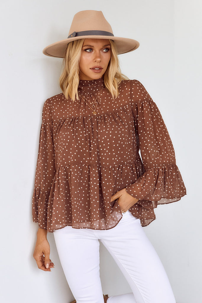Luna Polka Dot Tiered Blouse - fab'rik