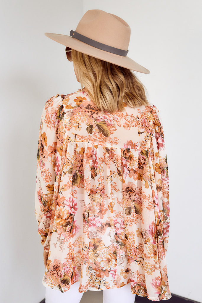 SALE - Manon Floral Tie Neck Blouse - fab'rik