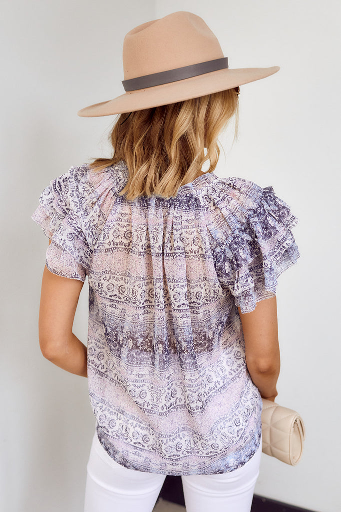 Minka Printed Ruffle Blouse - fab'rik