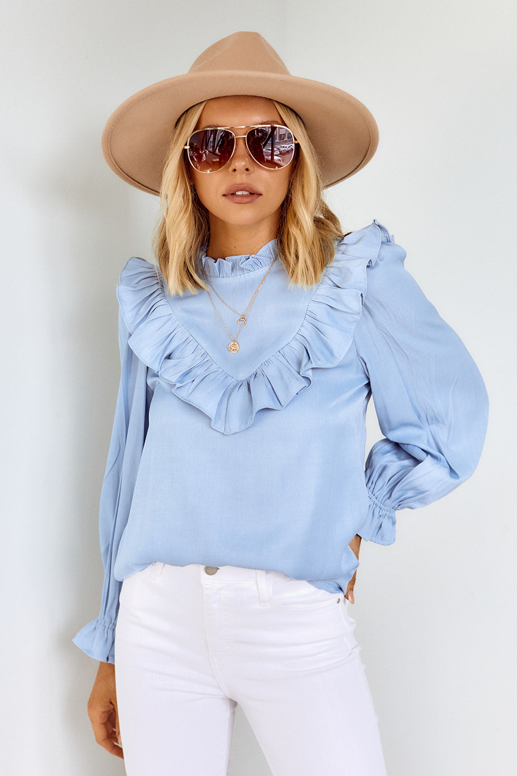 SALE - Monet Ruffled Long Sleeve Blouse - fab'rik