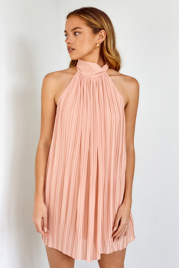 Quinn Pleated High Neck Dress - fab'rik