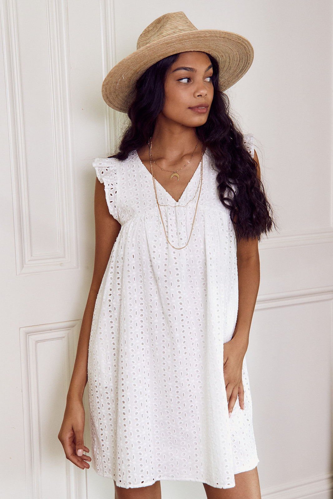 SALE - Rammie Eyelet Mini Dress - fab'rik